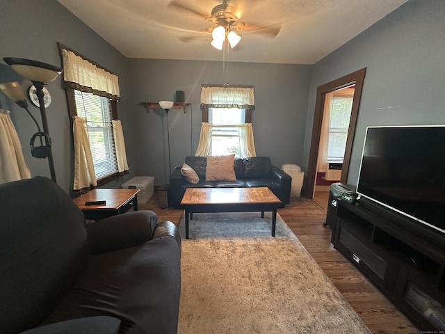 813 Russell St, New Haven, CT 06513 - living room with ceiling fan, healthy amount of natural light, and wood finished floors