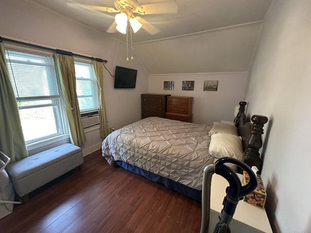 813 Russell St, New Haven, CT 06513 - bedroom featuring wood finished floors, lofted ceiling, a ceiling fan, and cooling unit