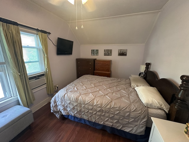 813 Russell St, New Haven, CT 06513 - bedroom with lofted ceiling, wood finished floors, cooling unit, and crown molding