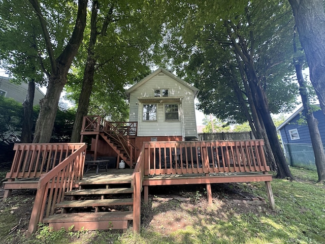 813 Russell St, New Haven, CT 06513 - back of house featuring a wooden deck and stairs