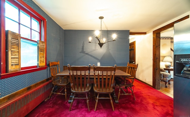 3 Fairview Hts, Cromwell, CT 06416 - carpeted dining area with a chandelier and wallpapered walls