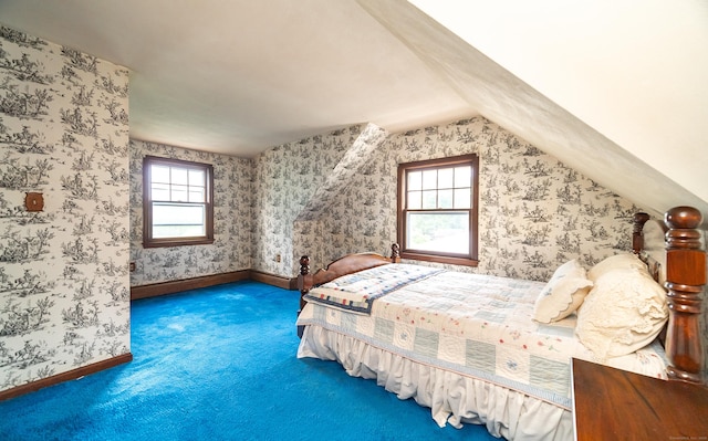 3 Fairview Hts, Cromwell, CT 06416 - bedroom featuring carpet, wallpapered walls, and lofted ceiling