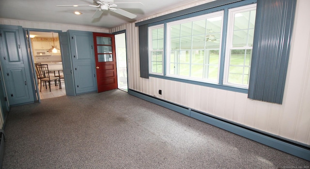 154 Sandy Ln, Meriden, CT 06450 - unfurnished room featuring ceiling fan, baseboard heating, and recessed lighting