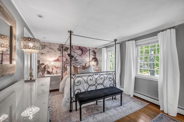 31 Country Way, Madison, CT 06443 - bedroom featuring ornamental molding, wood finished floors, and baseboard heating
