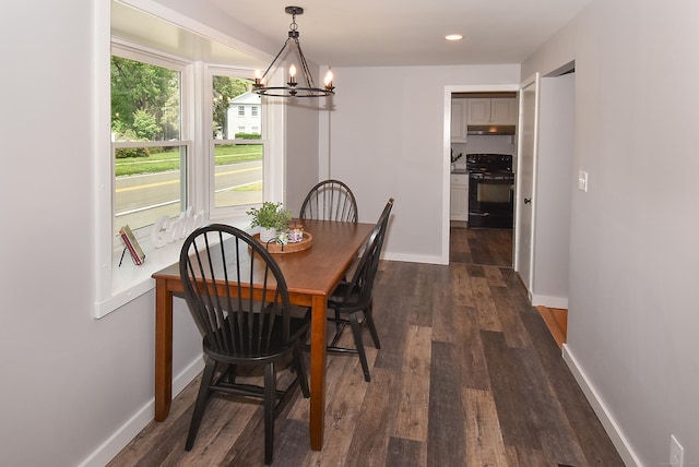 20 Battle St, Somers, CT 06071 - dining area featuring a chandelier, dark wood finished floors, and recessed lighting