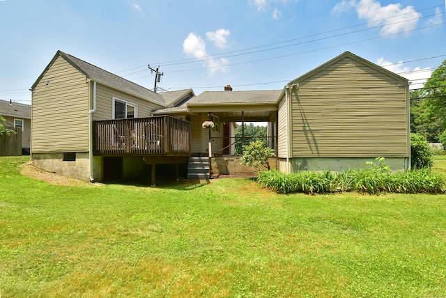 20 Battle St, Somers, CT 06071 - rear view of house featuring a lawn and a deck