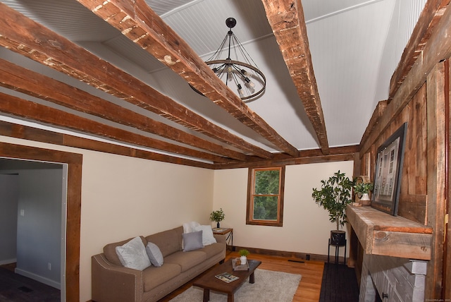 20 Battle St, Somers, CT 06071 - living room featuring beam ceiling and wood finished floors