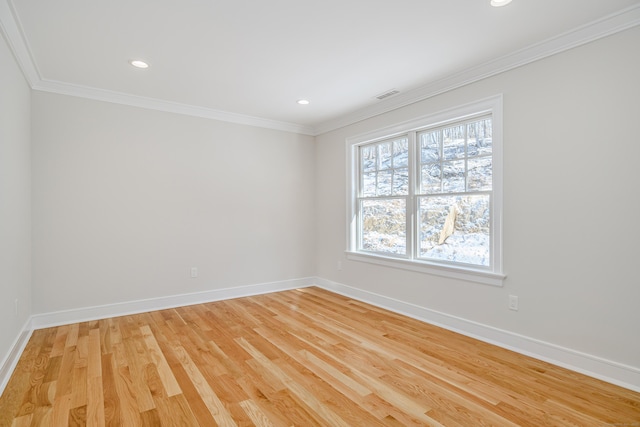 19 Ives Ct, Ridgefield, CT 06877 - unfurnished room with ornamental molding, light wood-style floors, and recessed lighting