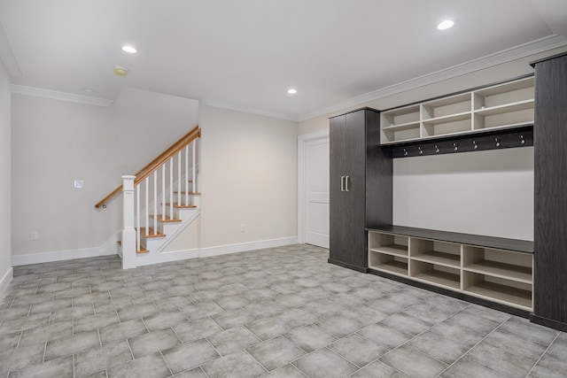 19 Ives Ct, Ridgefield, CT 06877 - mudroom with crown molding and recessed lighting