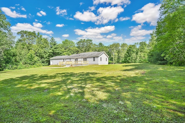125 E Old Route 6, Hampton, CT 06247 - view of green lawn with a forest view and a deck
