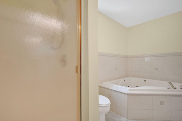 125 E Old Route 6, Hampton, CT 06247 - bathroom with a tub with jets, a stall shower, and tile patterned floors