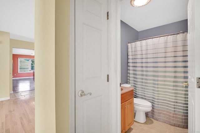 125 E Old Route 6, Hampton, CT 06247 - full bath with vanity, a shower with curtain, and lofted ceiling