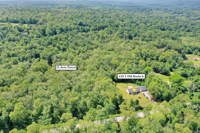 125 E Old Route 6, Hampton, CT 06247 - aerial view of property's location with a heavily wooded area