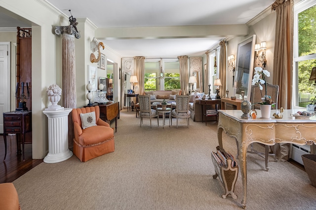 7 Morningside Ln, Westport, CT 06880 - dining area with ornamental molding and carpet flooring