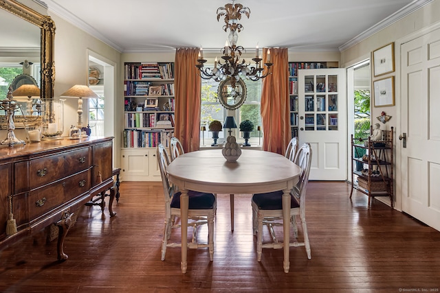 7 Morningside Ln, Westport, CT 06880 - dining area featuring a chandelier, crown molding, and dark wood-style floors
