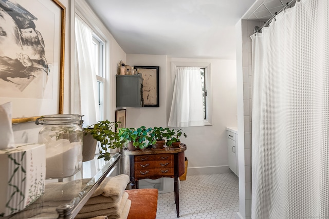 7 Morningside Ln, Westport, CT 06880 - bathroom with plenty of natural light, vanity, and curtained shower