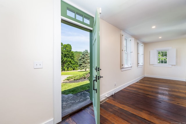 93 Northfield Rd, Litchfield, CT 06759 - entryway with dark wood-style flooring and recessed lighting