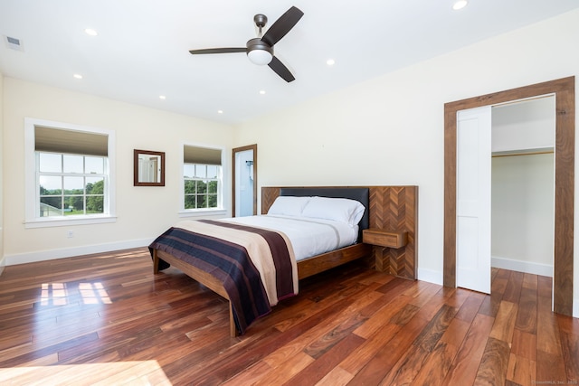 93 Northfield Rd, Litchfield, CT 06759 - bedroom featuring wood finished floors, recessed lighting, and a ceiling fan