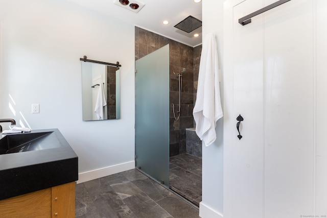 93 Northfield Rd, Litchfield, CT 06759 - bathroom featuring a shower stall, vanity, and recessed lighting