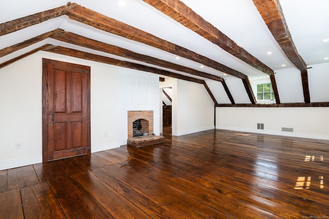 93 Northfield Rd, Litchfield, CT 06759 - unfurnished living room featuring wood-type flooring, a brick fireplace, and recessed lighting