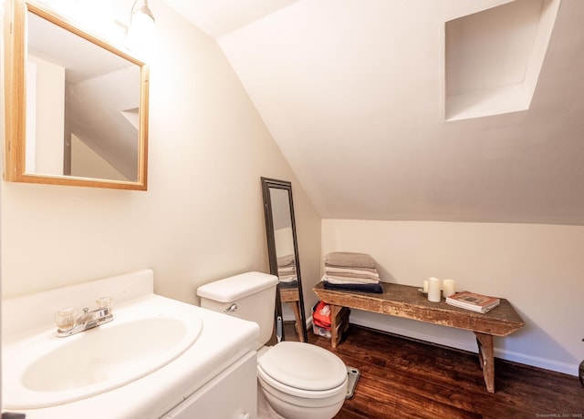 60 Pomperaug Rd, Woodbury, CT 06798 - half bath with lofted ceiling, wood finished floors, toilet, and vanity