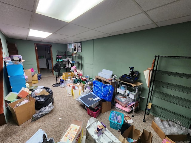 560 Yale Ave Unit 8, Meriden, CT 06450 - finished basement featuring a drop ceiling, washer / clothes dryer, and carpet floors