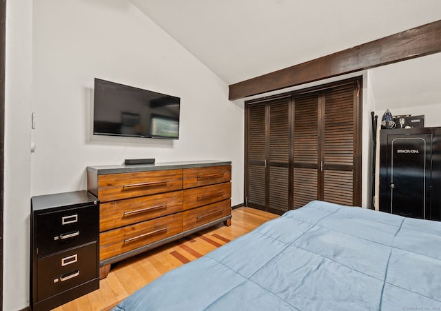 113E Country Squire Dr Unit 113E, Cromwell, CT 06416 - bedroom with vaulted ceiling, light wood finished floors, and a closet