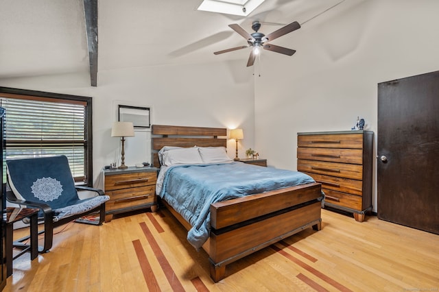 113E Country Squire Dr Unit 113E, Cromwell, CT 06416 - bedroom with light wood-style floors, a ceiling fan, and a skylight