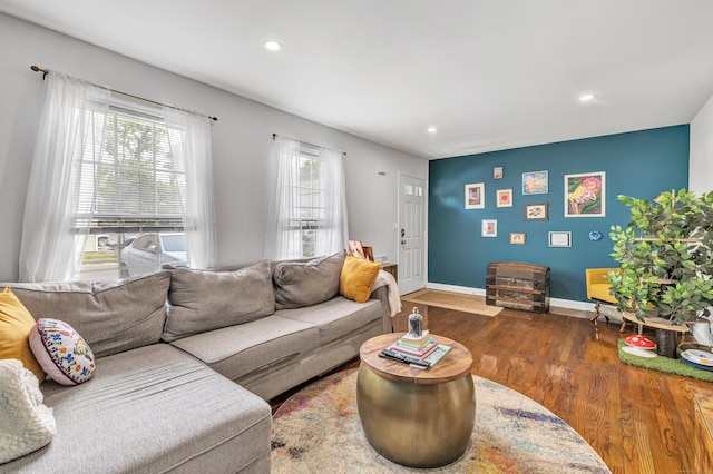 20 Oakland Ave Apt 3B, Danbury, CT 06810 - living room featuring wood finished floors and recessed lighting