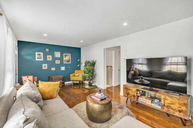 20 Oakland Ave Apt 3B, Danbury, CT 06810 - living room featuring wood finished floors and recessed lighting