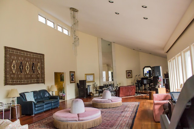 7 Hart Rd, Guilford, CT 06437 - living room featuring high vaulted ceiling and wood finished floors