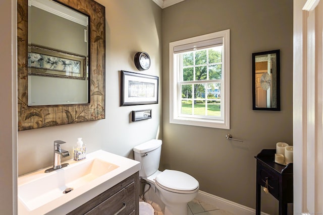 509 Main St Unit 6, Old Saybrook, CT 06475 - bathroom featuring vanity, tile patterned flooring, and crown molding