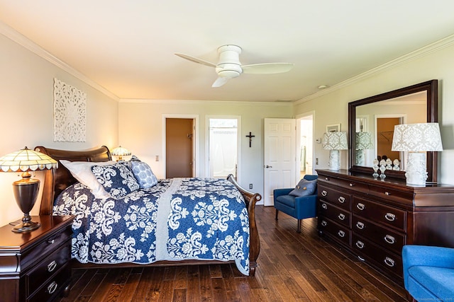 509 Main St Unit 6, Old Saybrook, CT 06475 - bedroom with hardwood / wood-style floors, crown molding, and a ceiling fan