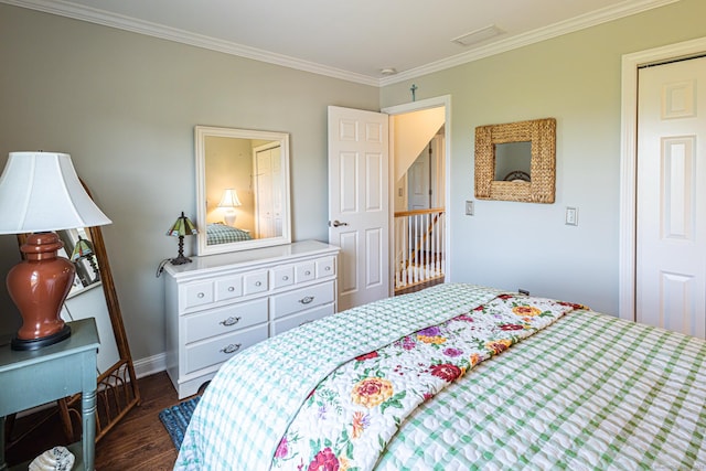 509 Main St Unit 6, Old Saybrook, CT 06475 - bedroom featuring dark wood-style flooring and ornamental molding