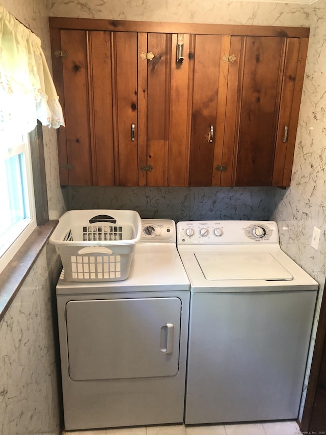 38 Upland Rd, Winchester, CT 06098 - laundry area featuring cabinet space and washing machine and dryer