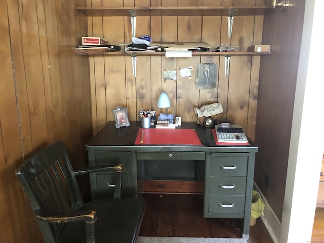 38 Upland Rd, Winchester, CT 06098 - office area featuring wood finished floors and wood walls