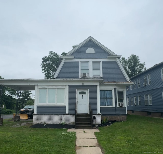 453 Burnside Ave, East Hartford, CT 06108 - view of front of property featuring entry steps, a front yard, and cooling unit
