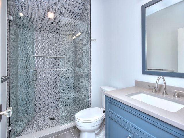 2 Webb Rd, Westport, CT 06880 - bathroom featuring vanity, a stall shower, and tile patterned floors