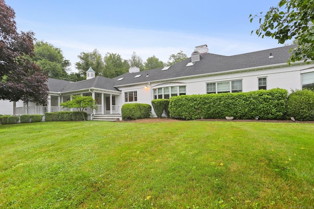 2787 Redding Rd, Fairfield, CT 06824 - back of property featuring a yard and a chimney