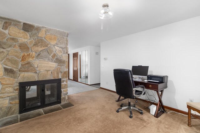 29 Birchwood Dr, Killingly, CT 06241 - carpeted office featuring baseboards and a fireplace