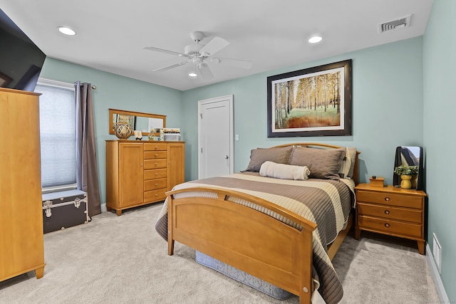 10 Amato Dr, Wethersfield, CT 06109 - bedroom featuring light colored carpet, recessed lighting, and a ceiling fan