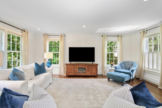 216 Hillspoint Rd, Westport, CT 06880 - living room with wood finished floors and recessed lighting