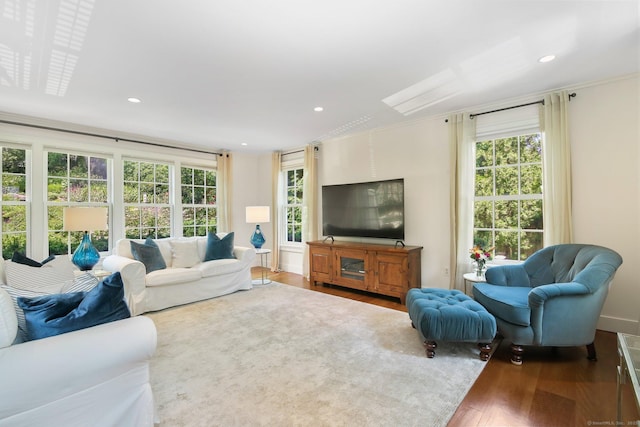 216 Hillspoint Rd, Westport, CT 06880 - living room featuring wood finished floors and recessed lighting