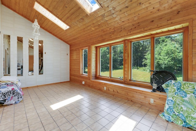 97 Benedict Dr, South Windsor, CT 06074 - unfurnished sunroom featuring a skylight and vaulted ceiling
