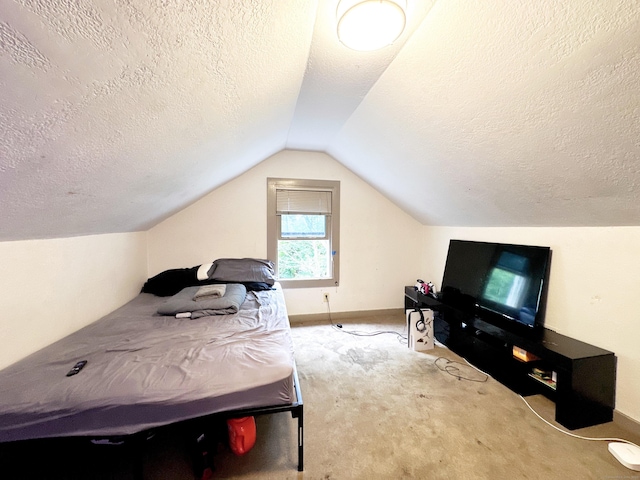 16 Dickerman St, New Haven, CT 06511 - carpeted bedroom featuring a textured ceiling and lofted ceiling