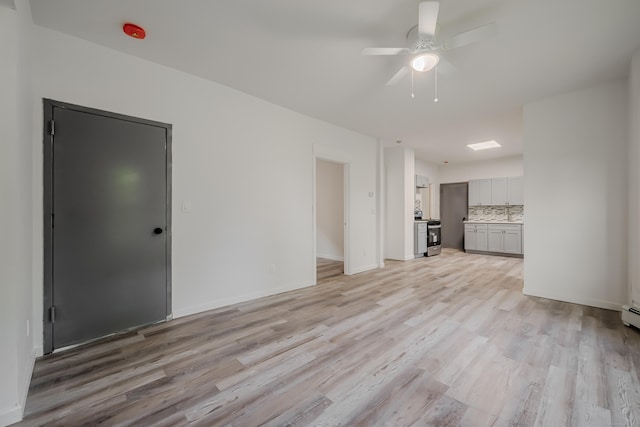 156 Waterville St, Waterbury, CT 06710 - unfurnished living room with ceiling fan and light wood finished floors