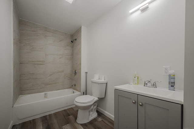 156 Waterville St, Waterbury, CT 06710 - full bathroom with vanity, wood finished floors, washtub / shower combination, and vaulted ceiling