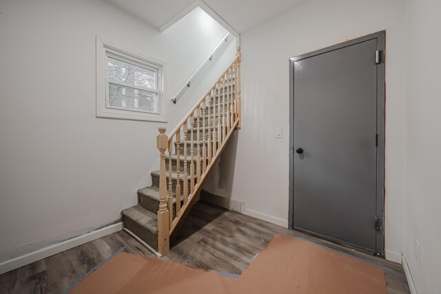 156 Waterville St, Waterbury, CT 06710 - staircase featuring wood finished floors and baseboards