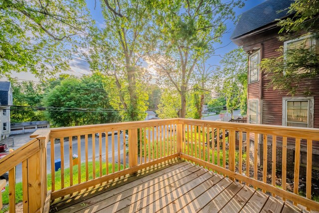 156 Waterville St, Waterbury, CT 06710 - wooden terrace featuring view of wooded area
