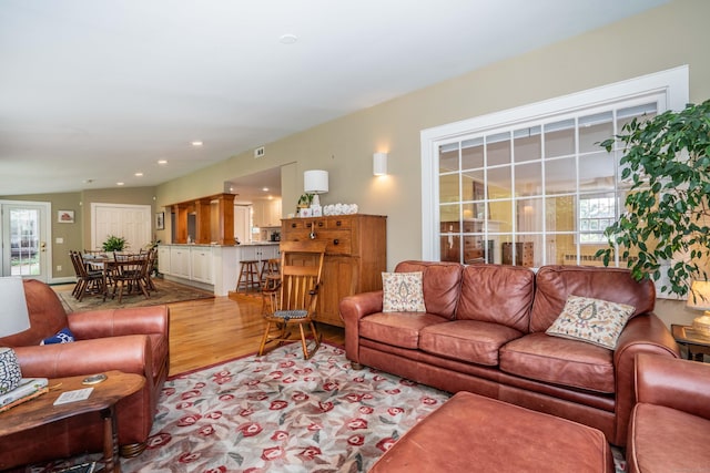 251 Ridgewood Rd, West Hartford, CT 06107 - living area featuring light wood-style flooring and recessed lighting